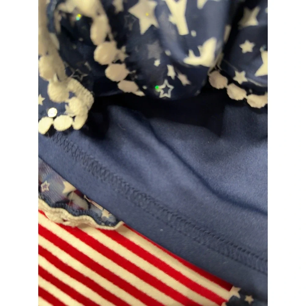 Little Lass Girls 2 Piece Patriotic Star Ruffle Outfit Set Sz 6 NWT 4th of July - Picture 7 of 8